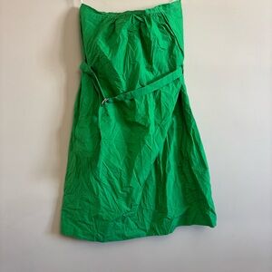 Theory Green cotton belted strapless mini Dress